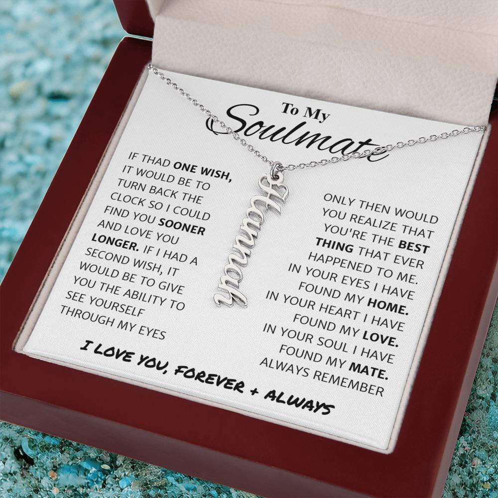 Soulmate Gift For Her - Personalized Vertical Name Necklace