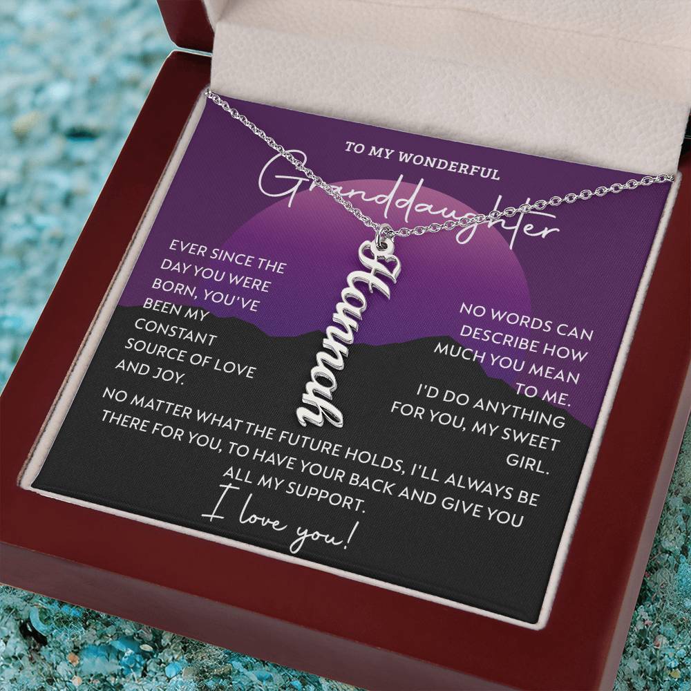 To My Granddaughter Custom Gift - Personalized Vertical Name Necklace