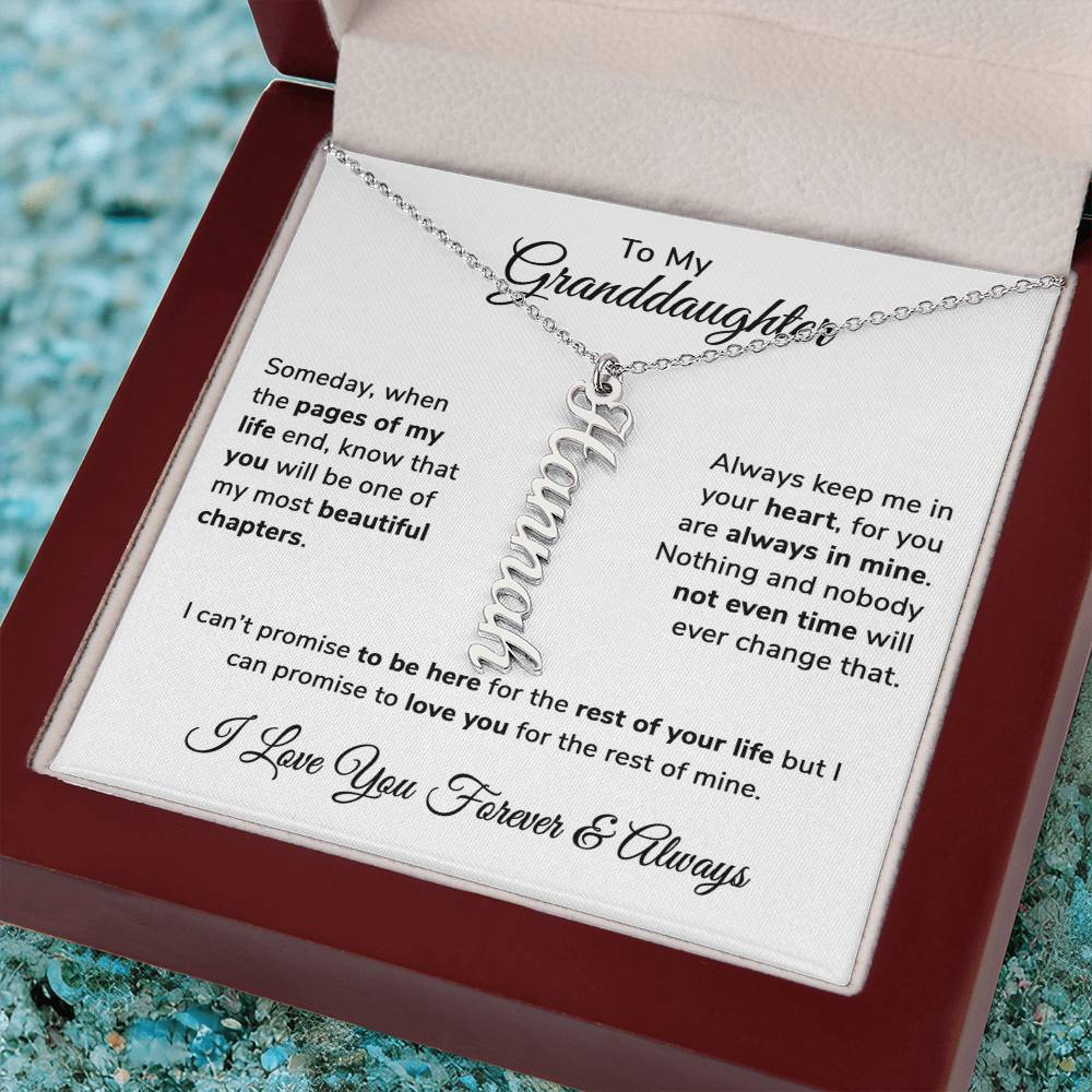 To My Granddaughter Custom Gift - Personalized Vertical Name Necklace