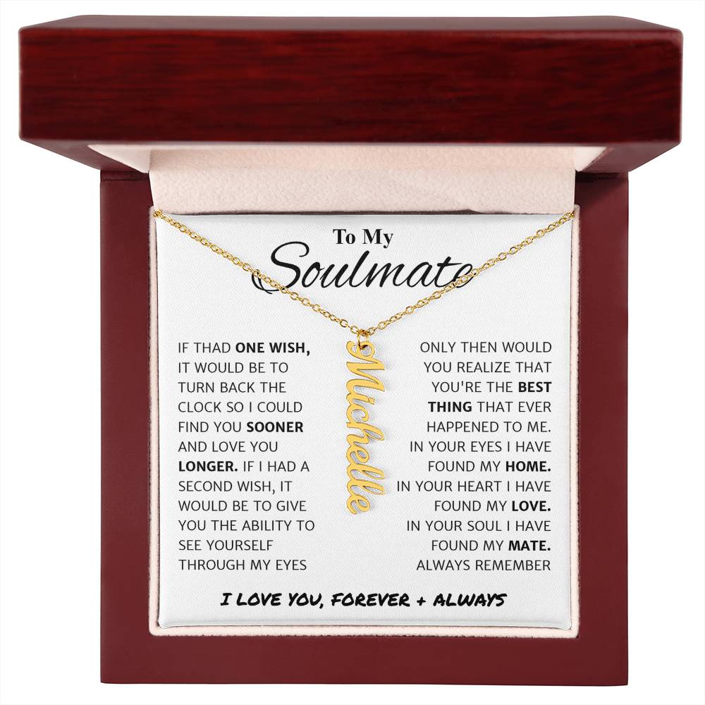 Soulmate Gift For Her - Personalized Vertical Name Necklace