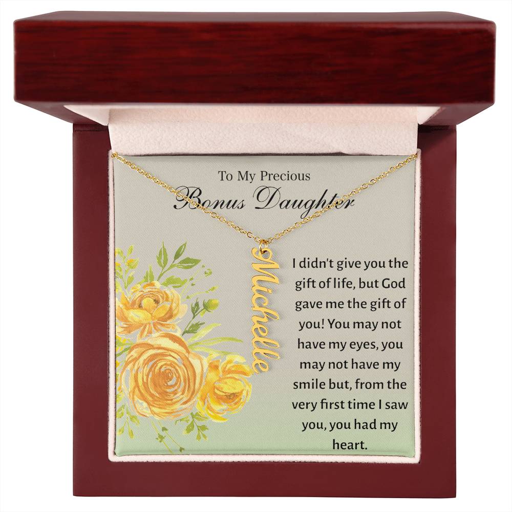 To My Bonus Daughter - Personalized Vertical Name Necklace