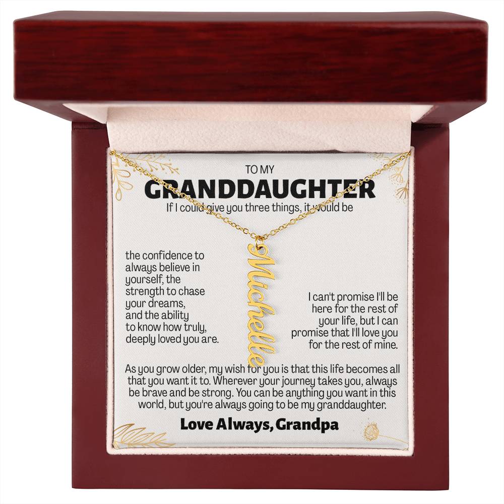 To My Granddaughter Gift From Grandpa - Personalized Vertical Name Necklace
