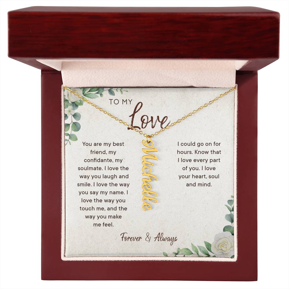 To My Love Gift For Her - Personalized Vertical Name Necklace