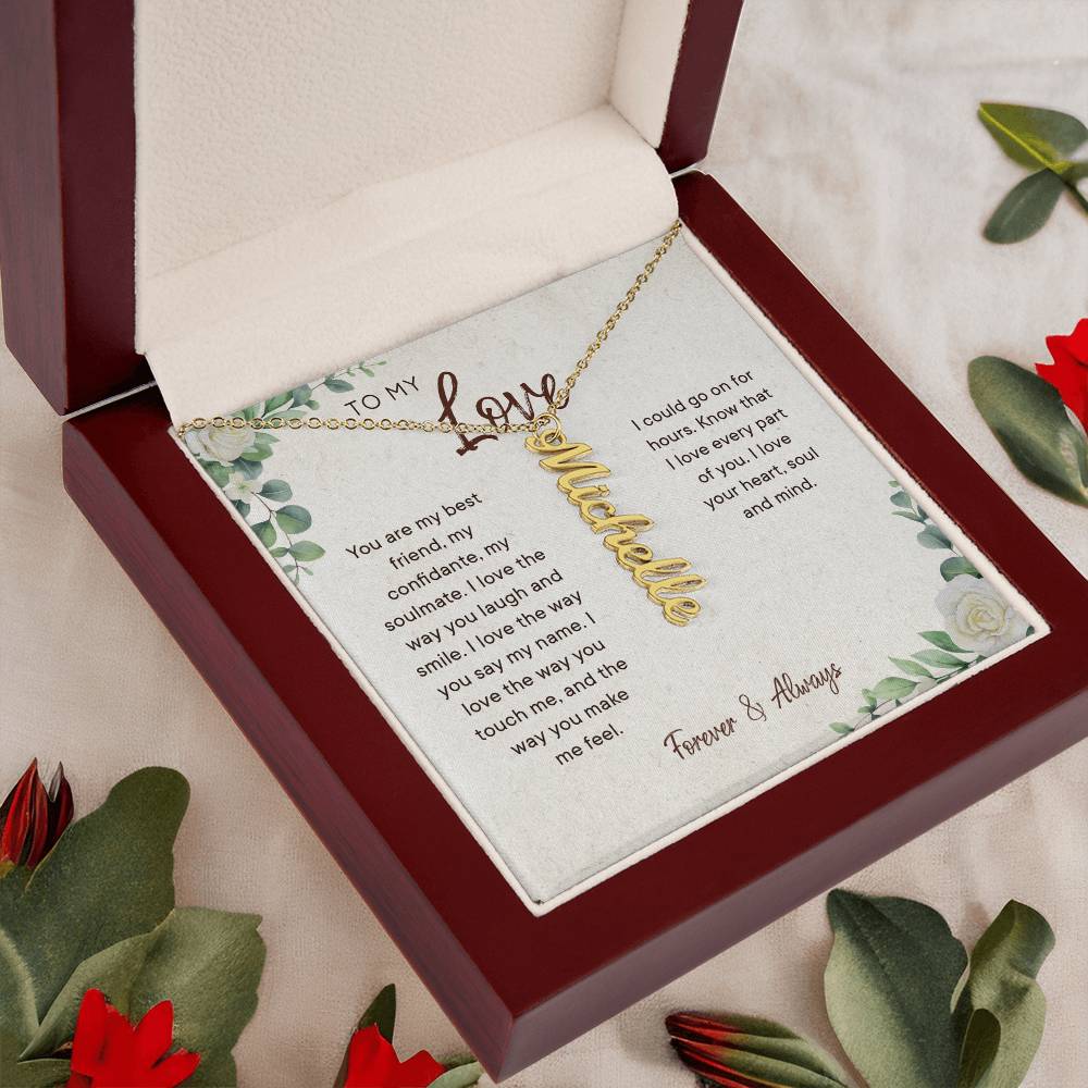 To My Love Gift For Her - Personalized Vertical Name Necklace
