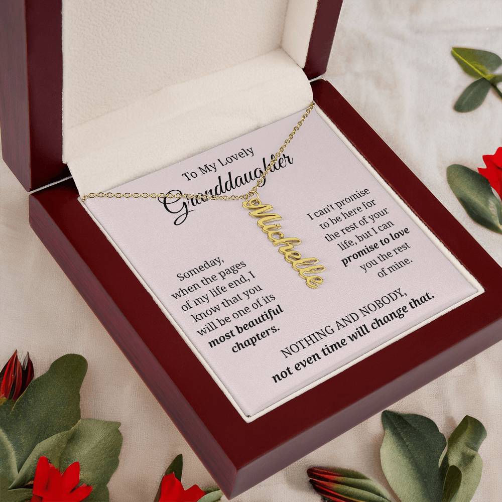 To My Granddaughter Custom Gift - Personalized Vertical Name Necklace