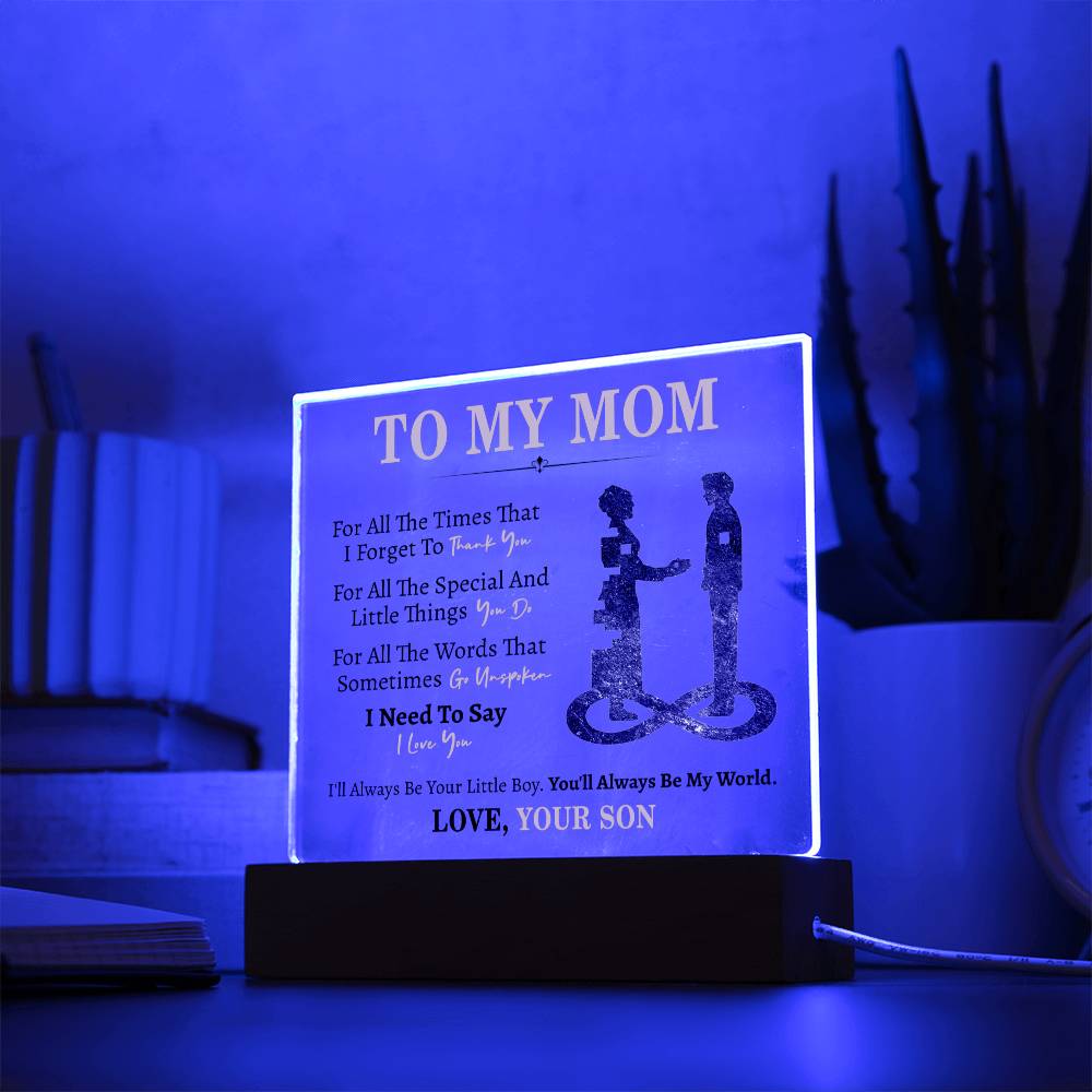 Mom Gift From Son- Square Acrylic Plaque