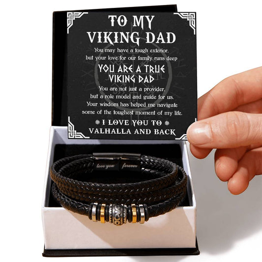 Viking Bracelet Gift For Dad - I Love You To Valhalla & Back