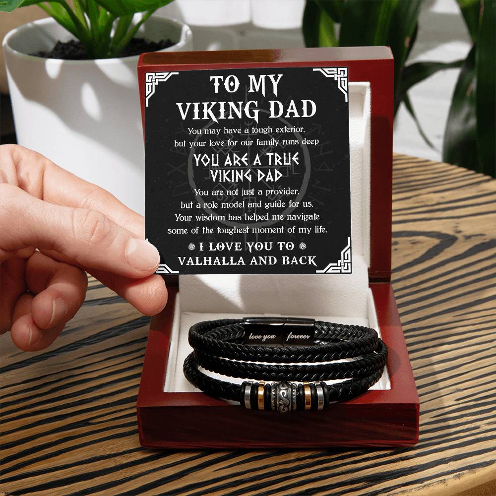 Viking Bracelet Gift For Dad - I Love You To Valhalla & Back