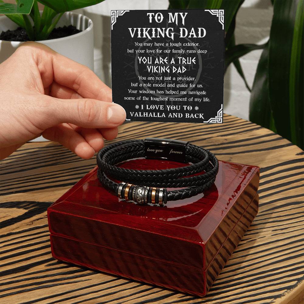 Viking Bracelet Gift For Dad - I Love You To Valhalla & Back