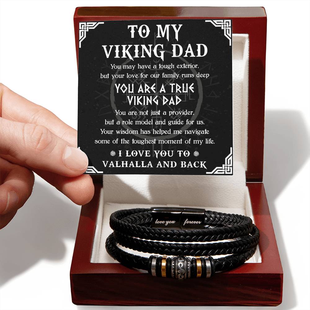 Viking Bracelet Gift For Dad - I Love You To Valhalla & Back