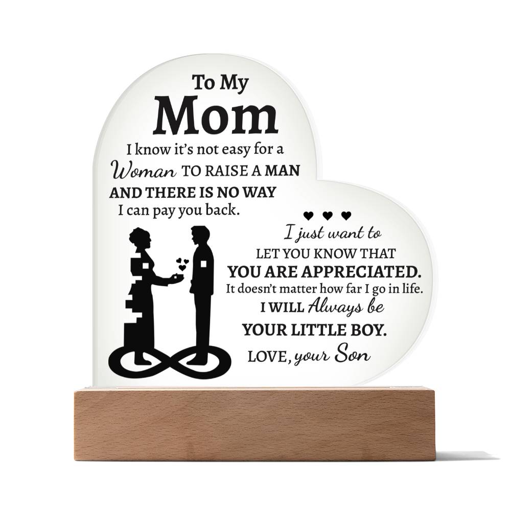 Mom Gift from Son - Heart Acrylic Plaque