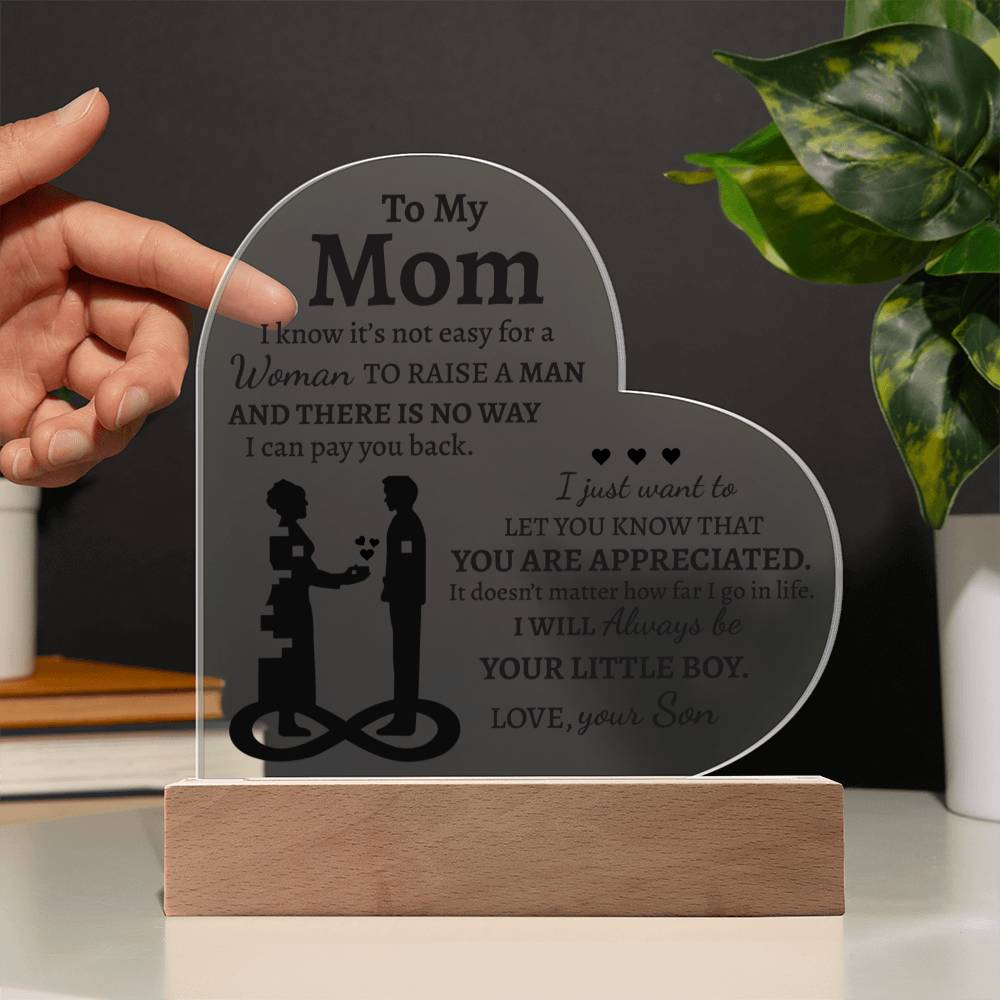 Mom Gift from Son - Heart Acrylic Plaque