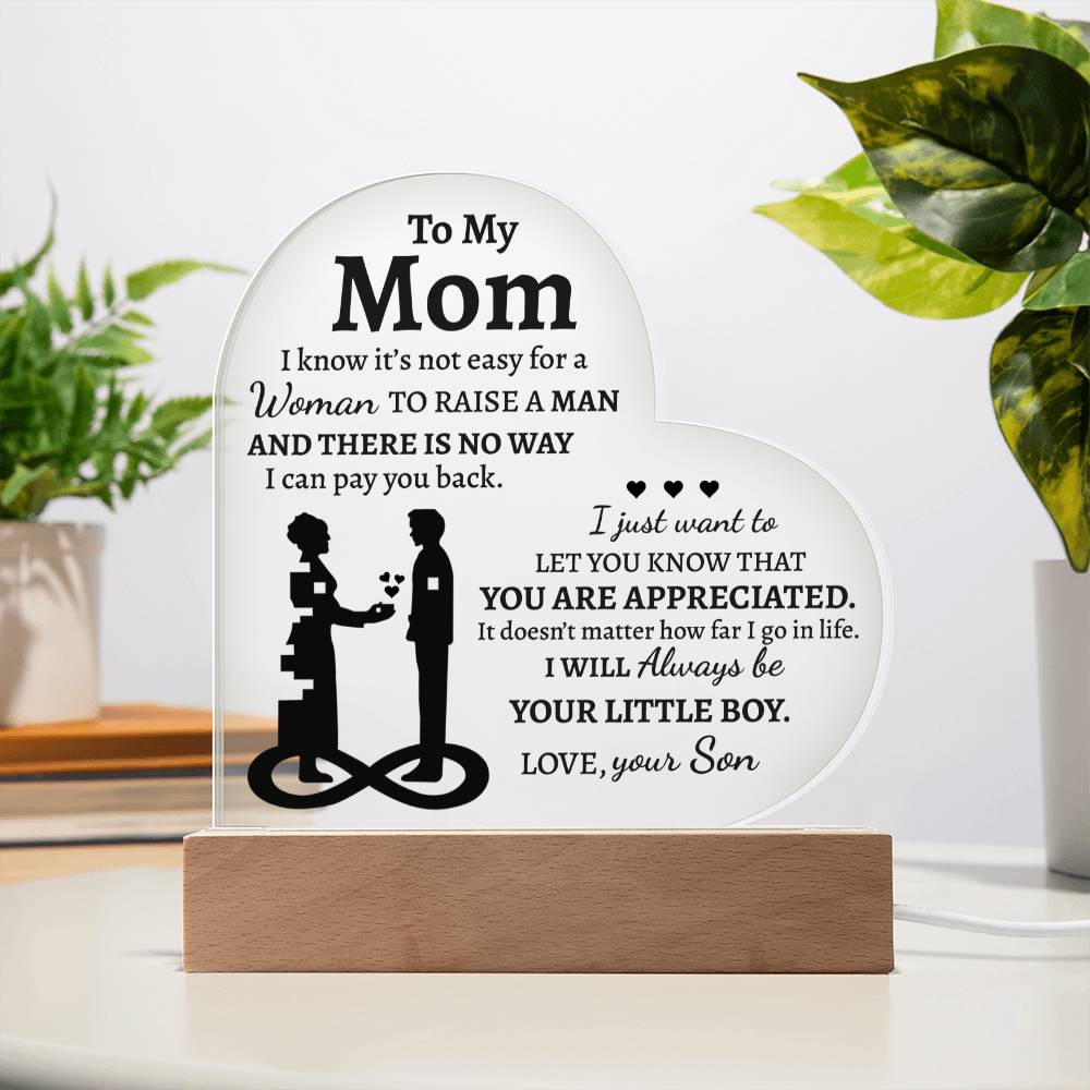 Mom Gift from Son - Heart Acrylic Plaque