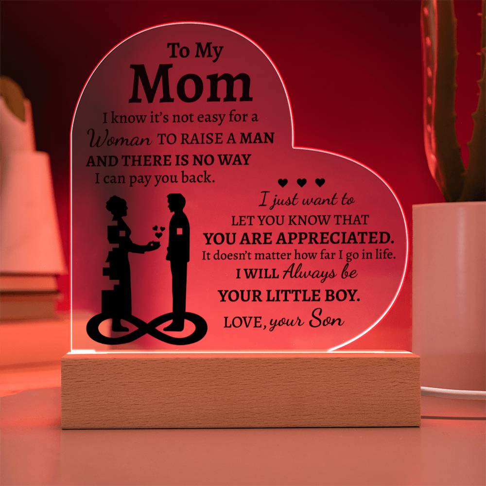 Mom Gift from Son - Heart Acrylic Plaque