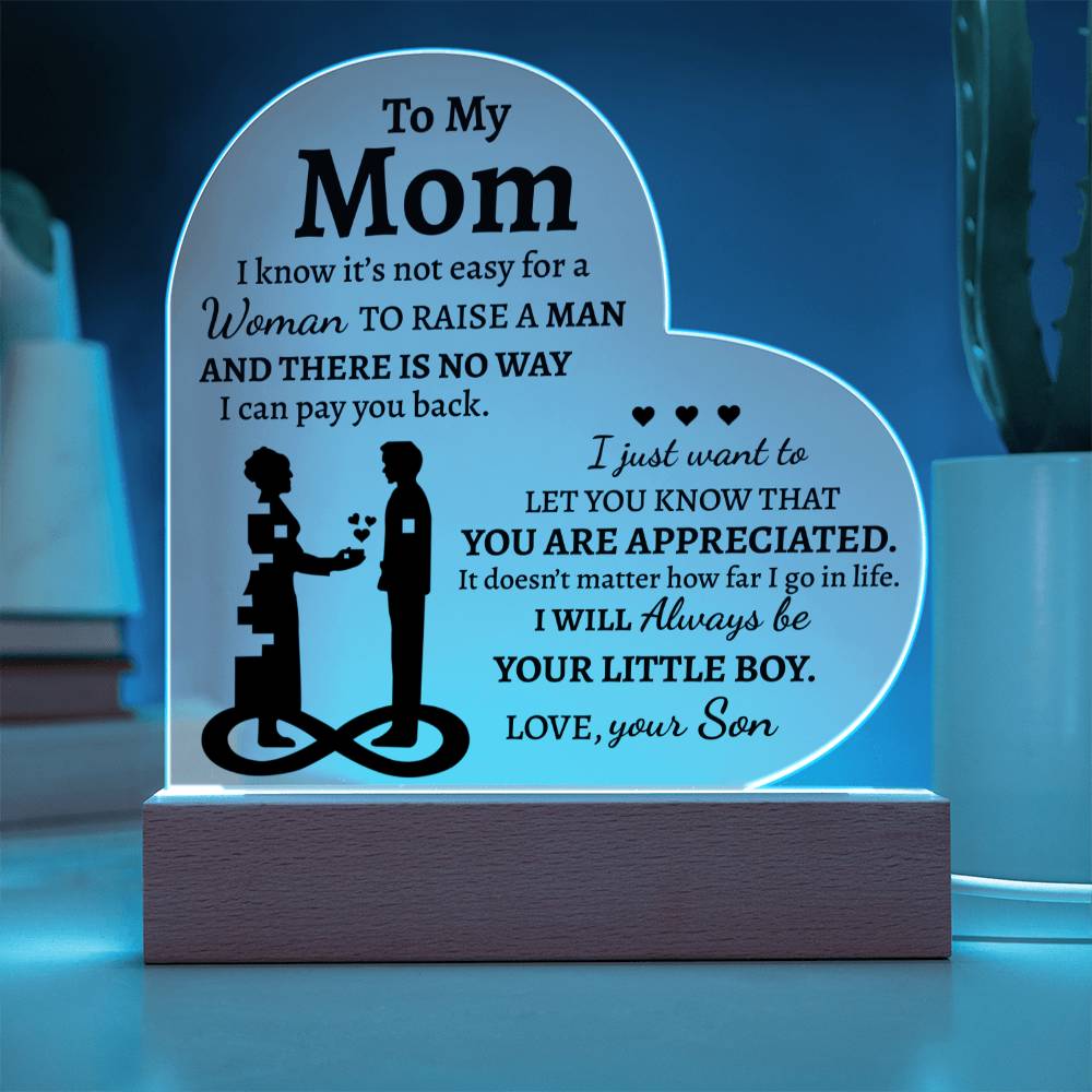 Mom Gift from Son - Heart Acrylic Plaque