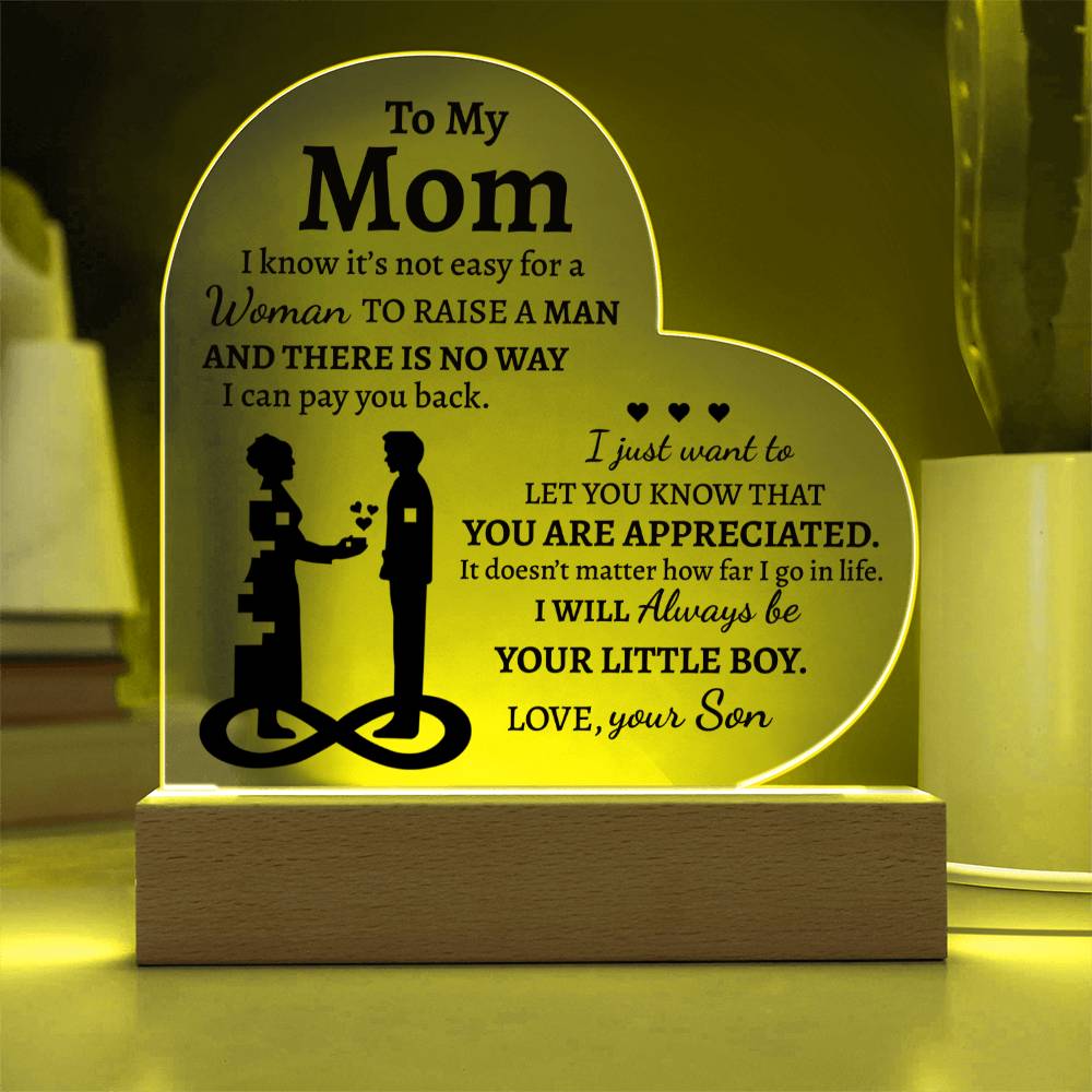 Mom Gift from Son - Heart Acrylic Plaque