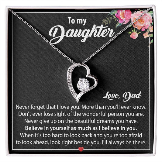 Daughter Jewelry Gift From Dad, Gifts for Daughter From Father - Forever Love Necklace