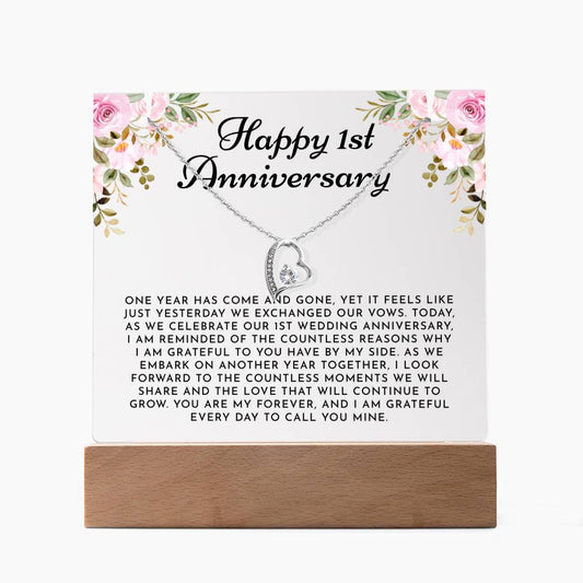 One Year Anniversary Gift For Wife - Keepsake Acrylic Necklace Bundle