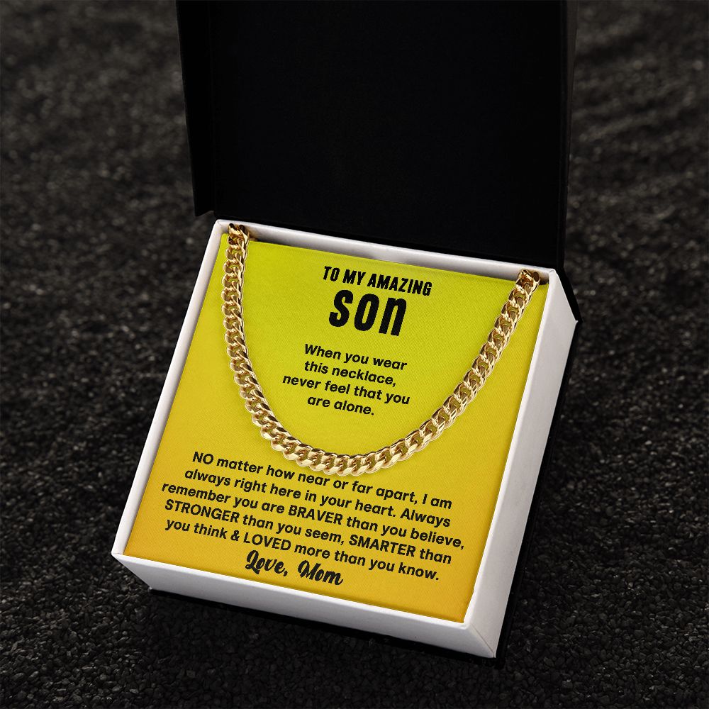 To My Son Cuban Link Chain From Mom and Dad - Birthday Gift, Graduation, Christmas Gifts For Son