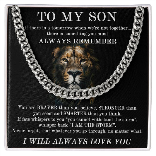 To My Son Cuban Link Chain From Mom and Dad - Birthday Gift, Graduation, Christmas Gifts For Son