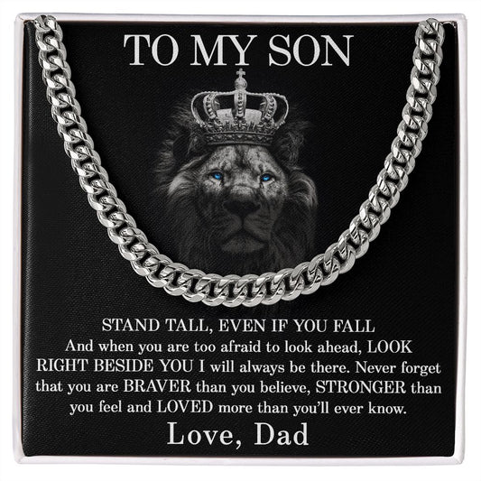 To My Son Cuban Link Chain From Mom and Dad - Birthday Gift, Graduation, Christmas Gifts For Son