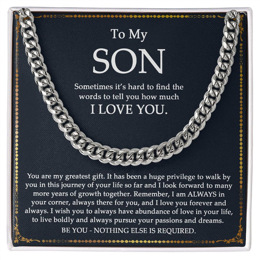 To My Son Cuban Link Chain From Mom and Dad - Birthday Gift, Graduation, Christmas Gifts For Son