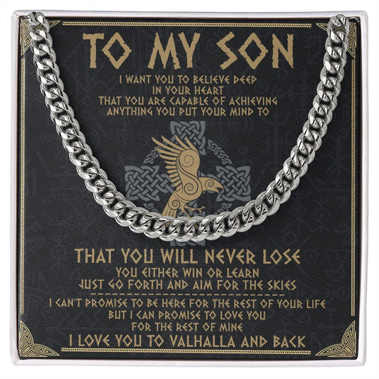 To My Son Cuban Link Chain From Mom and Dad - Birthday Gift, Graduation, Christmas Gifts For Son