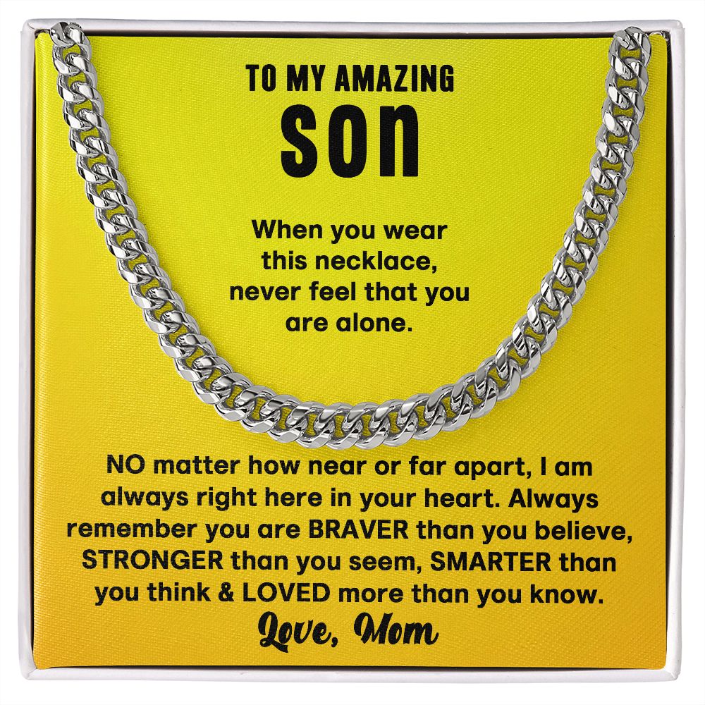 To My Son Cuban Link Chain From Mom and Dad - Birthday Gift, Graduation, Christmas Gifts For Son