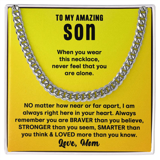 To My Son Cuban Link Chain From Mom and Dad - Birthday Gift, Graduation, Christmas Gifts For Son