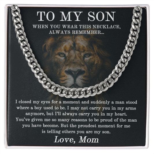 To My Son Cuban Link Chain From Mom - Birthday Gift, Graduation, Christmas Gifts For Son