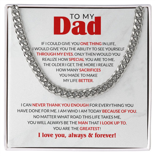 Father's Day Gifts for Dad, To My Dad Cuban Link Chain Necklace