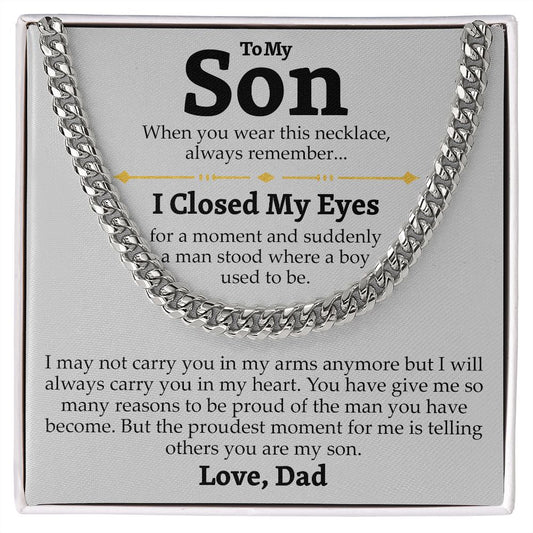 To My Son Cuban Link Chain Gift From Dad - Birthday Gift, Graduation, Christmas Gifts For Son
