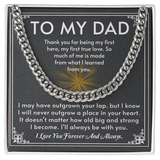 Father's Day Gifts for Dad, To My Dad Cuban Link Chain Necklace