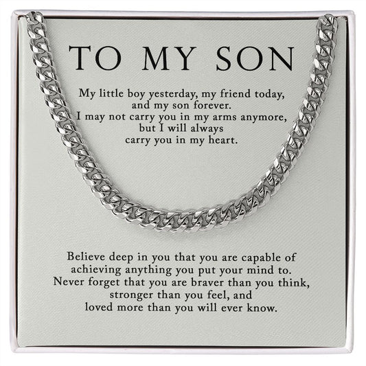To My Son Cuban Link Chain From Mom and Dad - Birthday Gift, Graduation, Christmas Gifts For Son