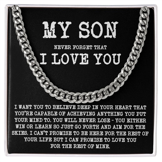 To My Son Cuban Link Chain From Mom and Dad - Birthday Gift, Graduation, Christmas Gifts For Son