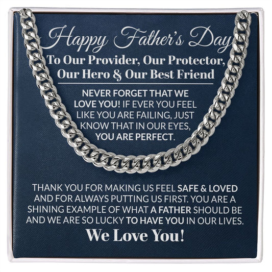 Father's Day Gifts for Dad, To My Dad Cuban Link Chain Necklace
