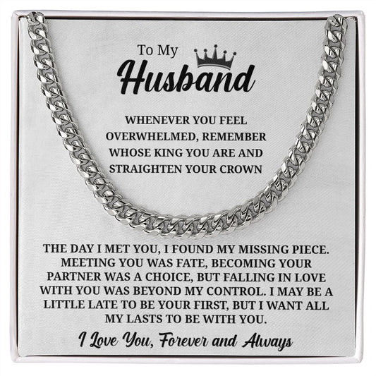 To My Man Cuban Chain Necklace, Husband Gifts from Wife, Gifts for Him - CUBAN LINK