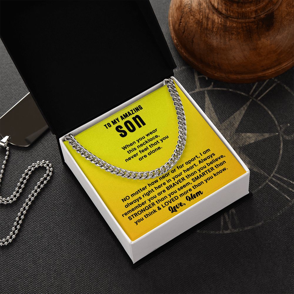 To My Son Cuban Link Chain From Mom and Dad - Birthday Gift, Graduation, Christmas Gifts For Son