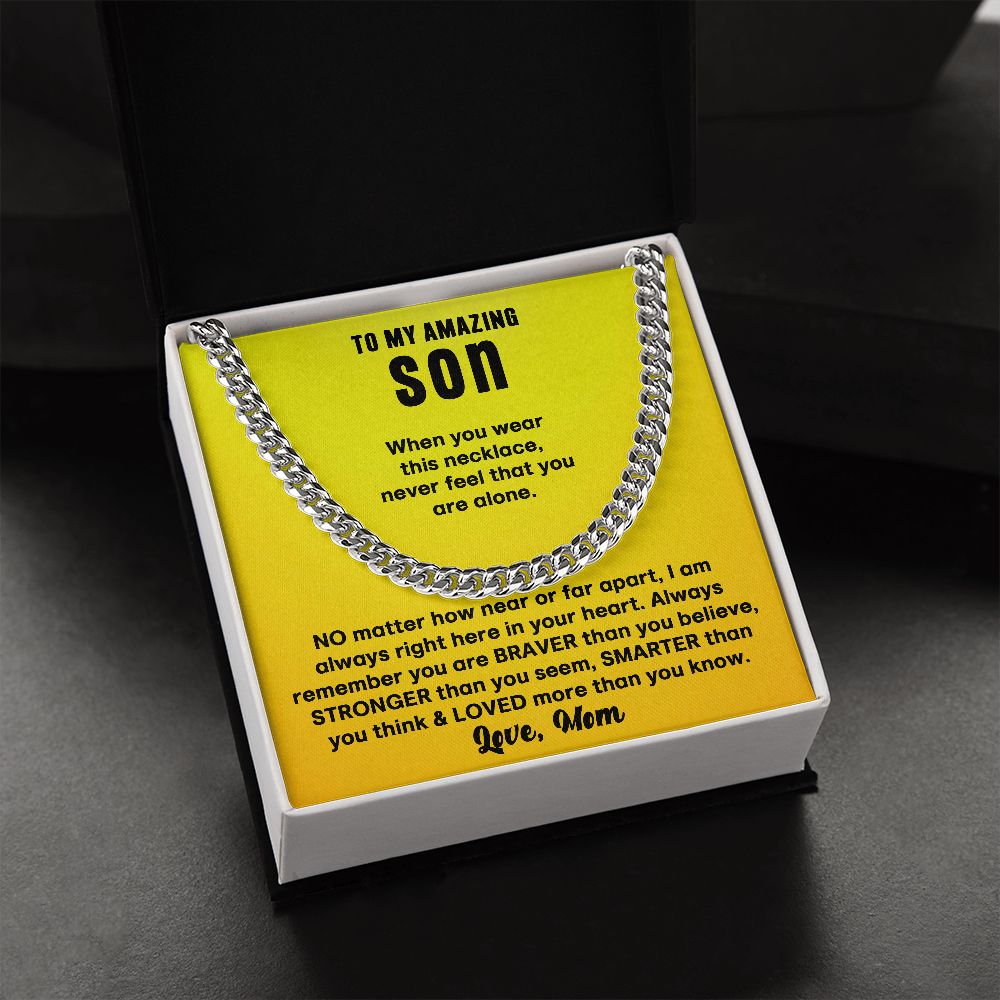 To My Son Cuban Link Chain From Mom and Dad - Birthday Gift, Graduation, Christmas Gifts For Son
