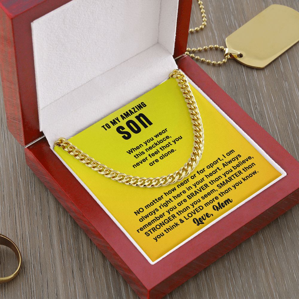 To My Son Cuban Link Chain From Mom and Dad - Birthday Gift, Graduation, Christmas Gifts For Son