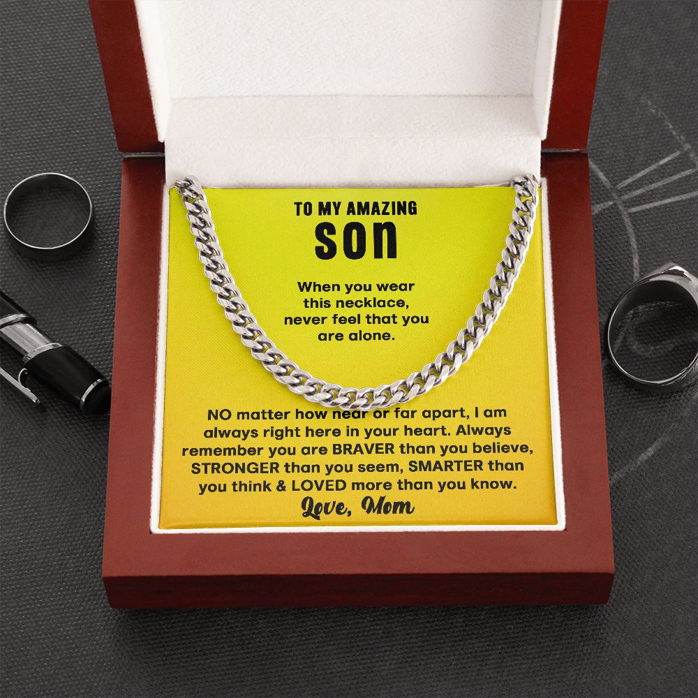 To My Son Cuban Link Chain From Mom and Dad - Birthday Gift, Graduation, Christmas Gifts For Son