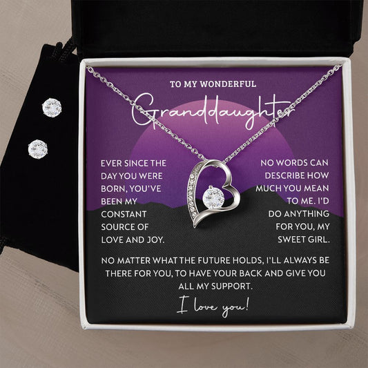 Gifts For Granddaughter - To My Granddaughter Necklace Earing Set