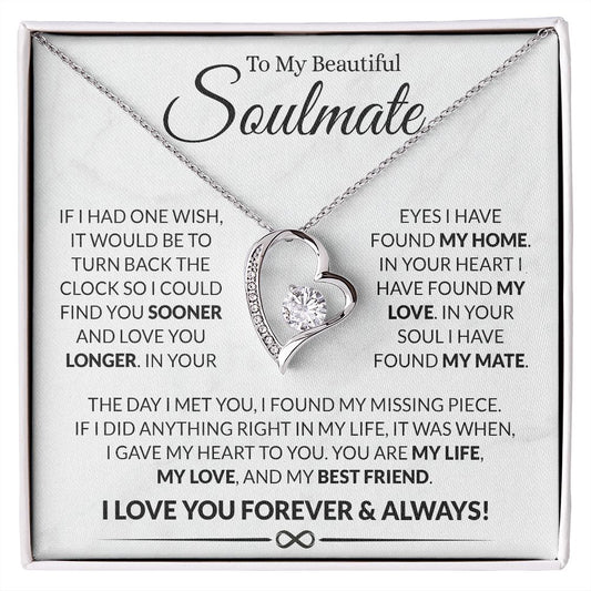 To My Soulmate Gift For Her - "Love Your Forever" Necklacae