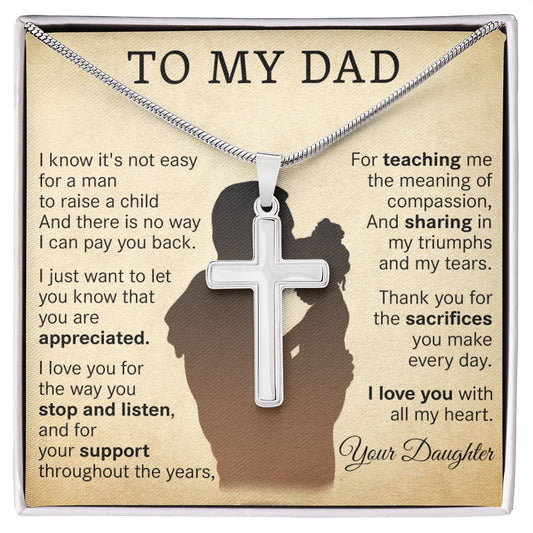 Gifts for Dad from Daughter, Cross Necklace Gift for Men