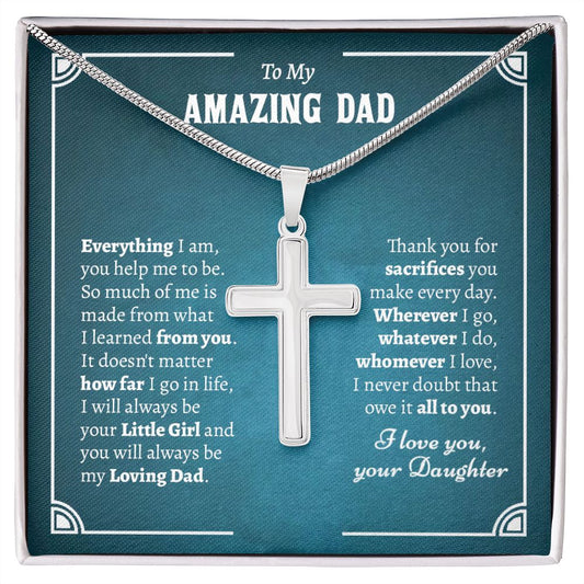 Gifts for Dad from Daughter, Cross Necklace Gift for Men